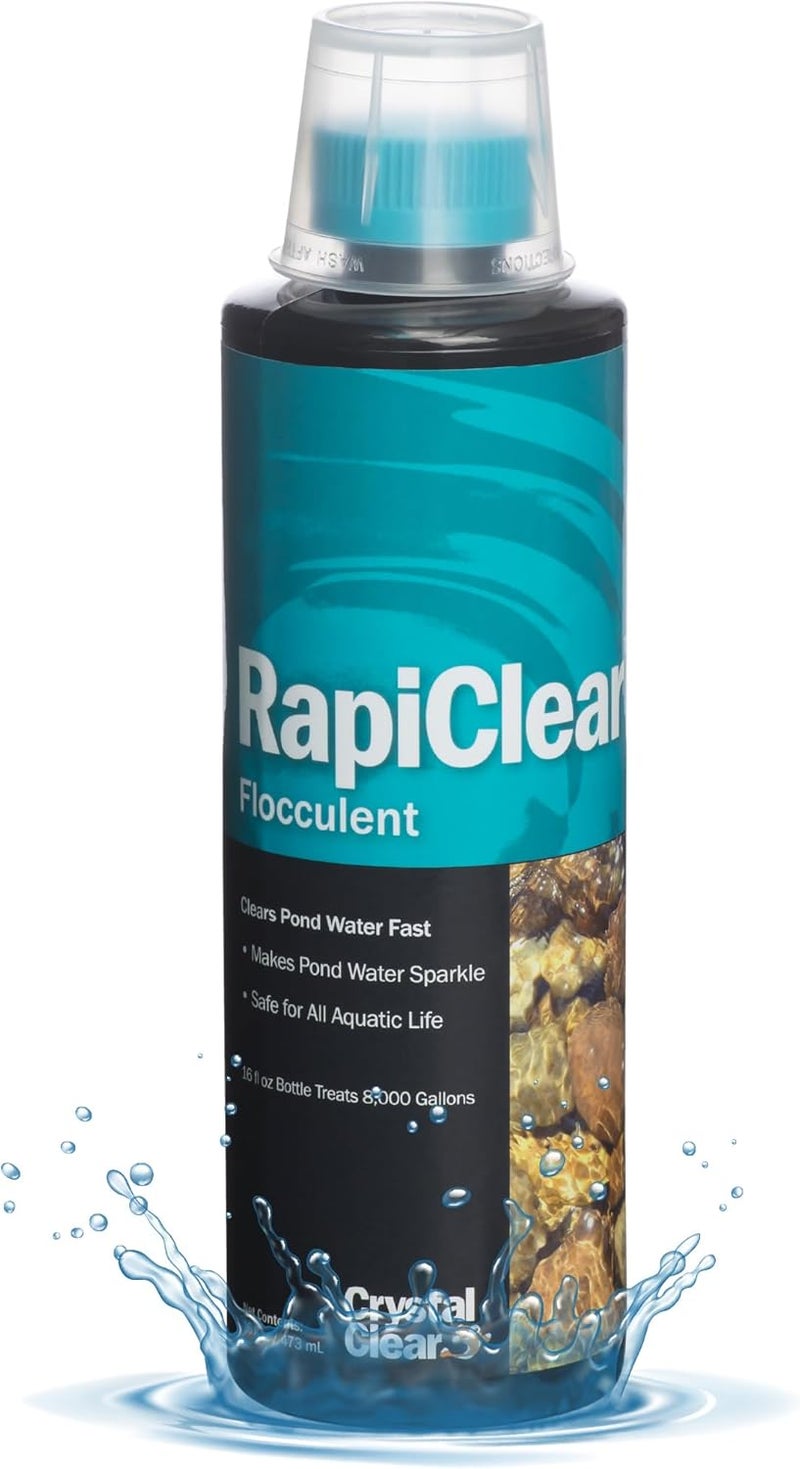Crystal Clear رايبيكلير سائل لتجميع المياه للحدائق المائية الخارجية، النوافير والبرك، حل طبيعي للوضوح، آمن للأسماك، النباتات والحيوانات الأليفة، 16 أونصة - Image 1